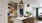 a kitchen with a marble island