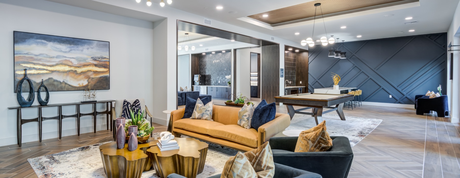 Couches with pool table